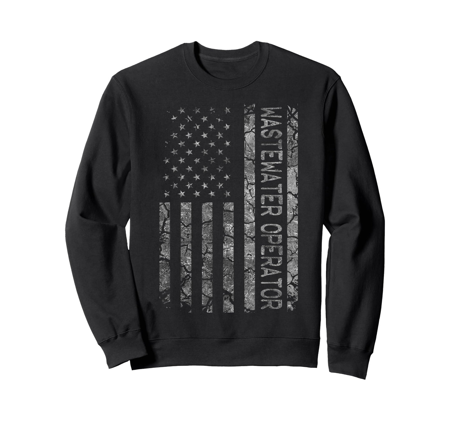 Funny Job Title Worker American Flag Wastewater Operator Women Men T-Shirt