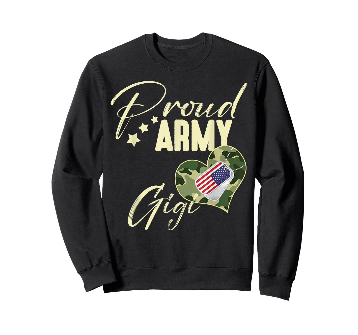 Proud Army GIGI Camouflage Dog Tag USA American Flag Women Men T-Shirt