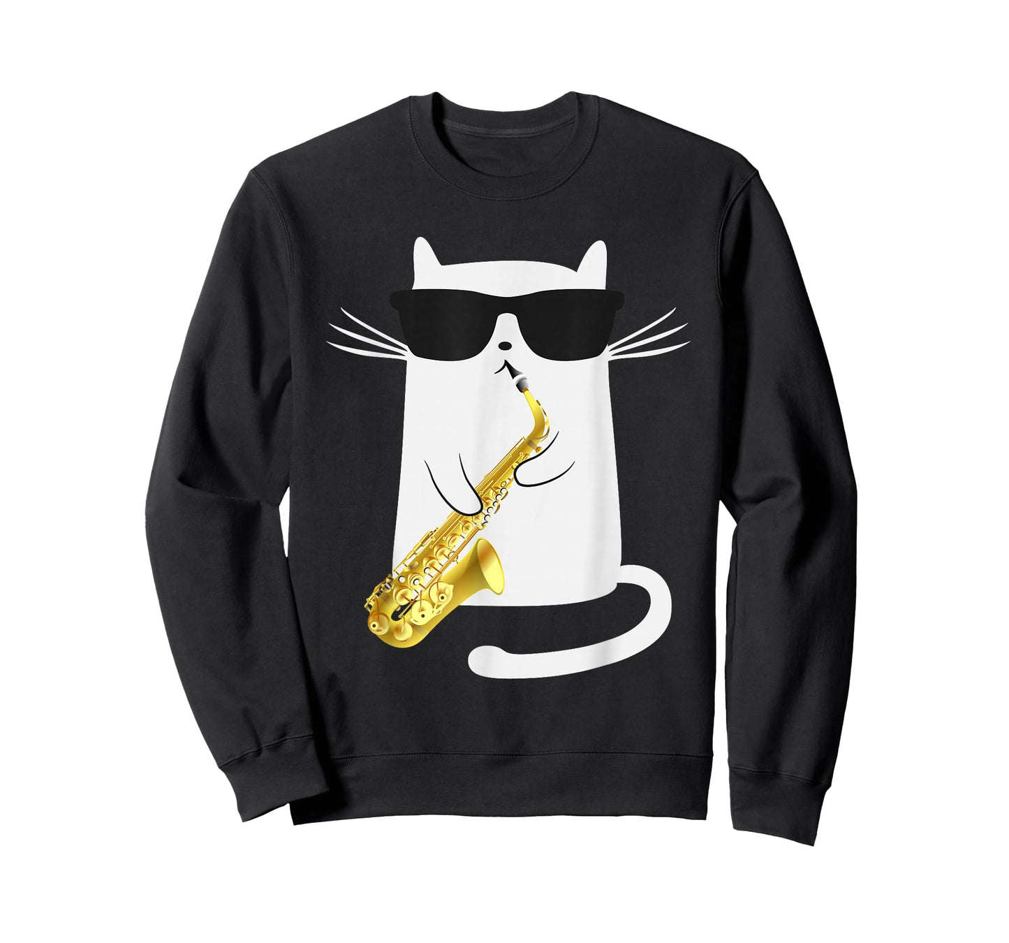 Funny Cat Wearing Sunglasses Playing Saxophone Gift T-Shirt