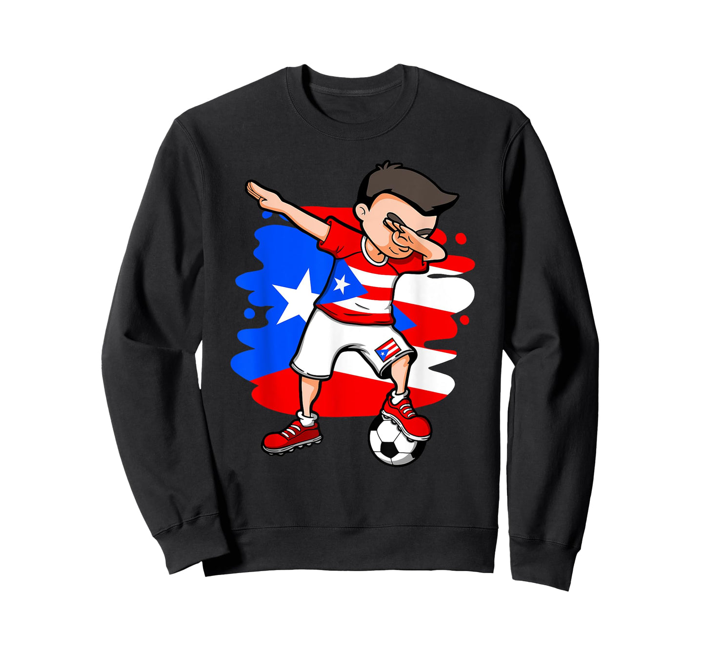 Dabbing Soccer Boy Puerto Rico Fans Jersey Puerto Rican Flag T-Shirt