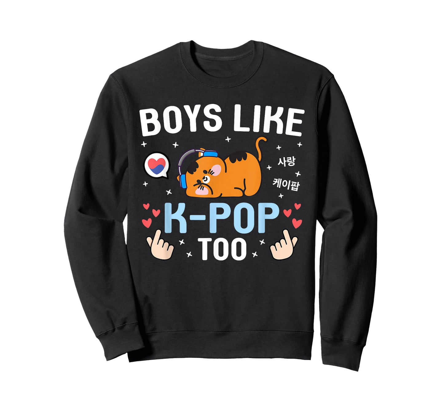 Boys Like K-Pop Too Cute Kawaii Cat Korean Music Kids K-Pop T-Shirt
