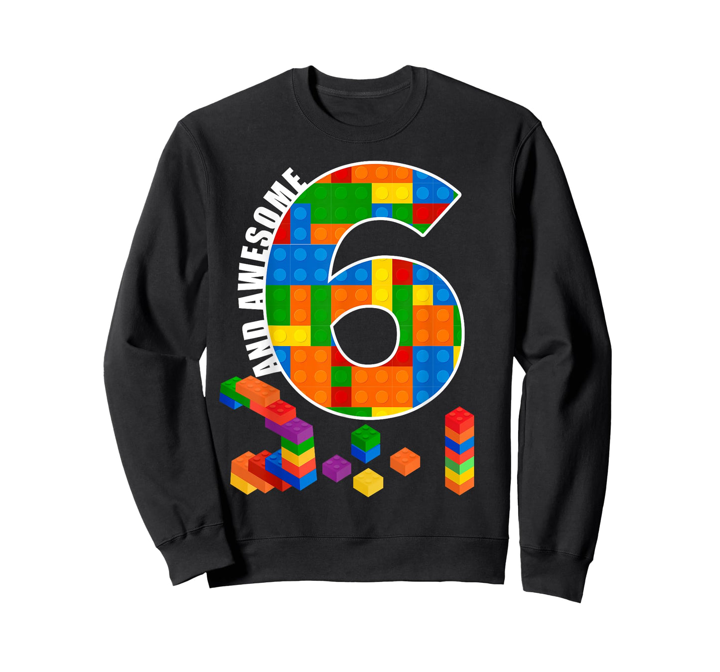 Building Blocks Bricks 6 Years Old Awesome Birthday Boy T-Shirt