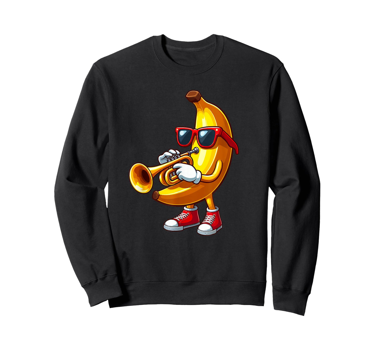 Banana Sunglasses Playing Trumpet Funny Fruit Instrument T-Shirt