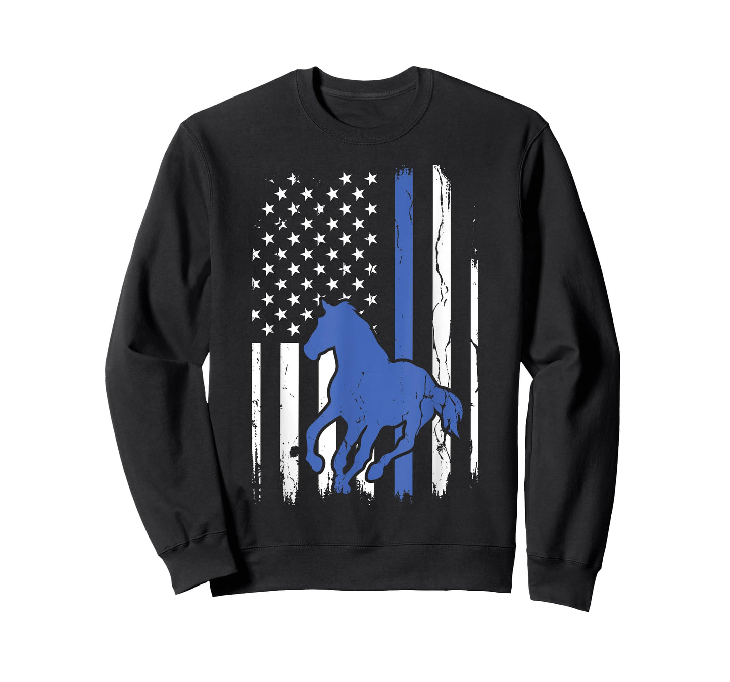 Vintage Patriotic Police Horse Thin Blue Line Mounted Patrol T-Shirt