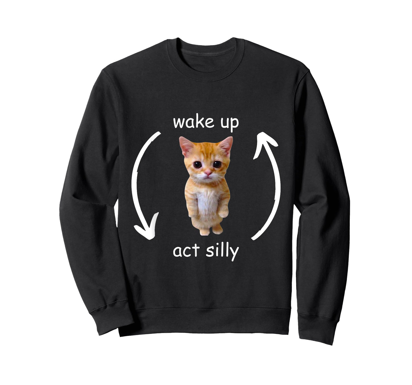 Wake Up Act Silly Cute Funny Cat Meme T-Shirt