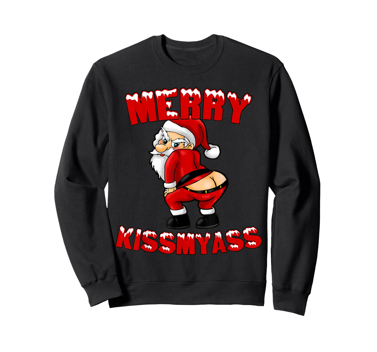 Hilarious Merry Kissmyass Christmas Santa T-Shirt T-Shirt