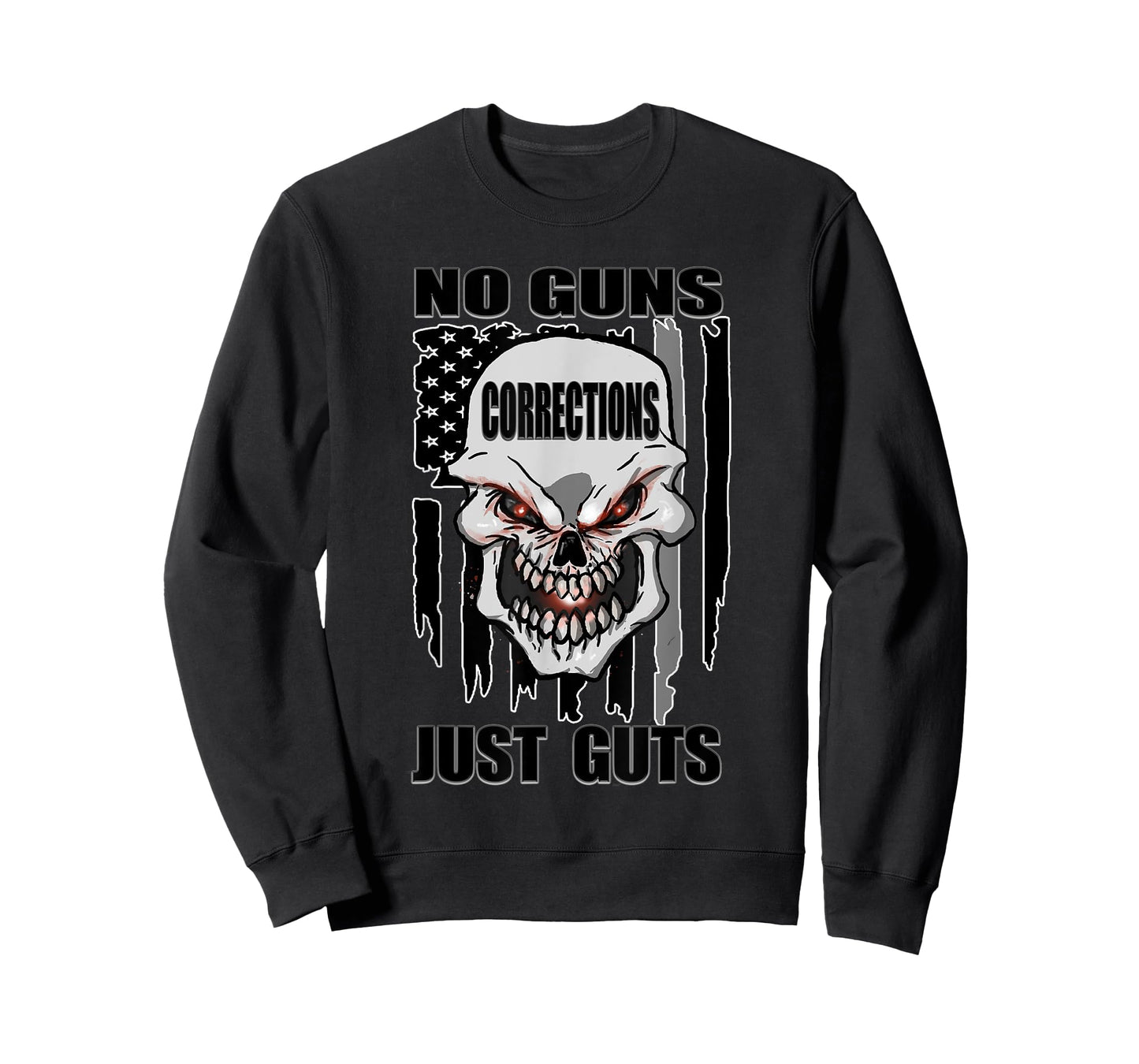 Corrections Officer No Guns Just Guts US Flag Silver Line T-Shirt