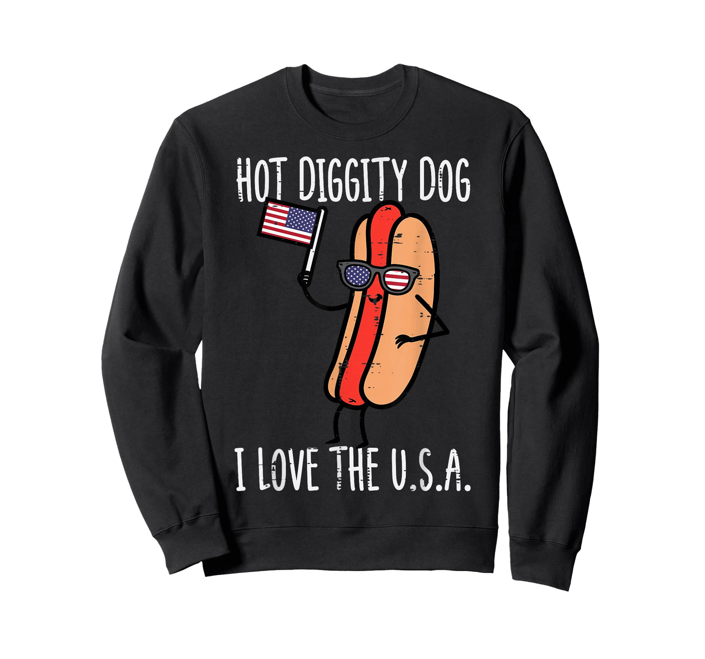 4th July Hot Diggity Dog USA Flag Funny Hotdog Men Women Kid T-Shirt