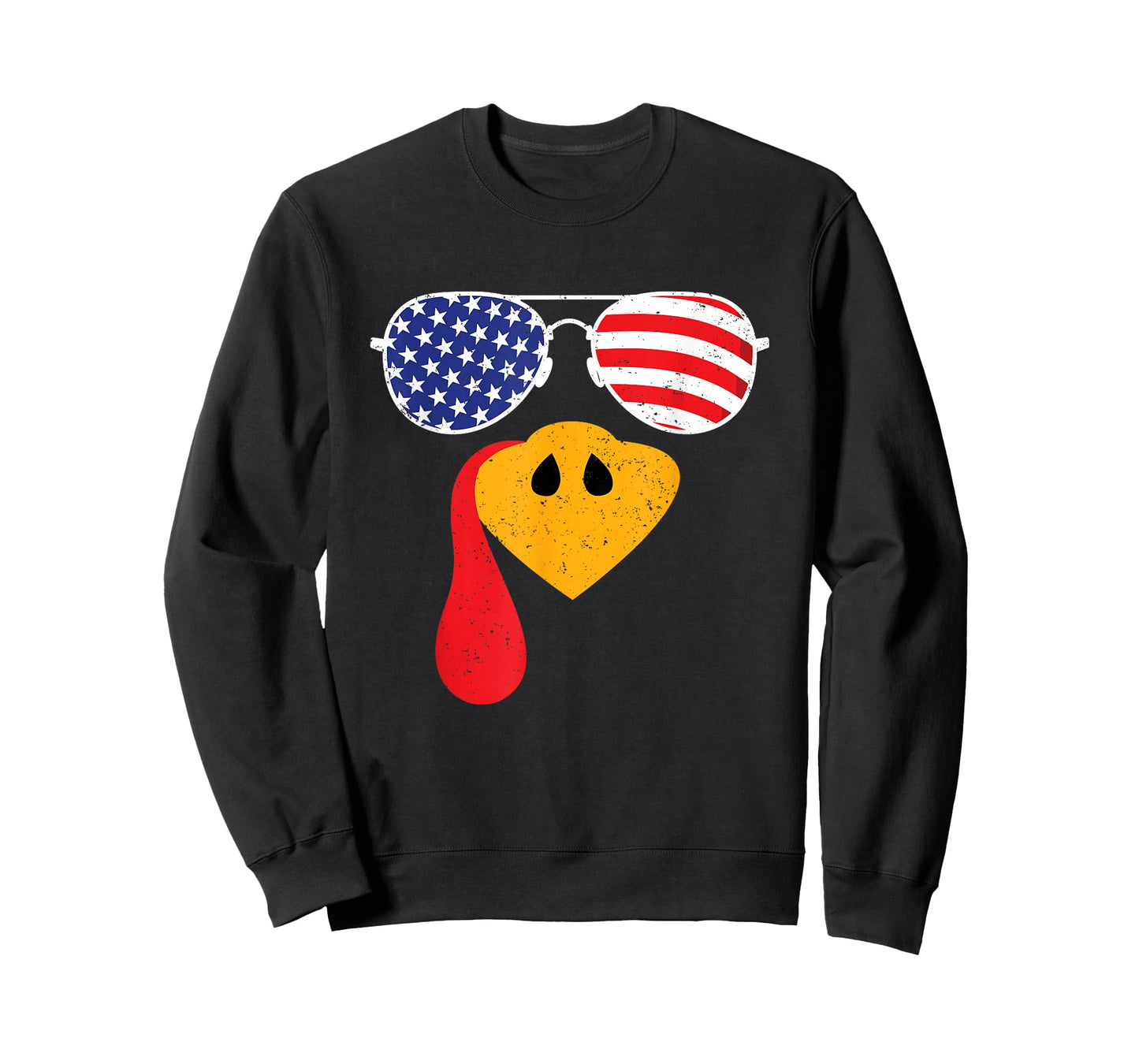 Turkey Face Flag Sunglasses Thanksgiving Family Outfits T-Shirt