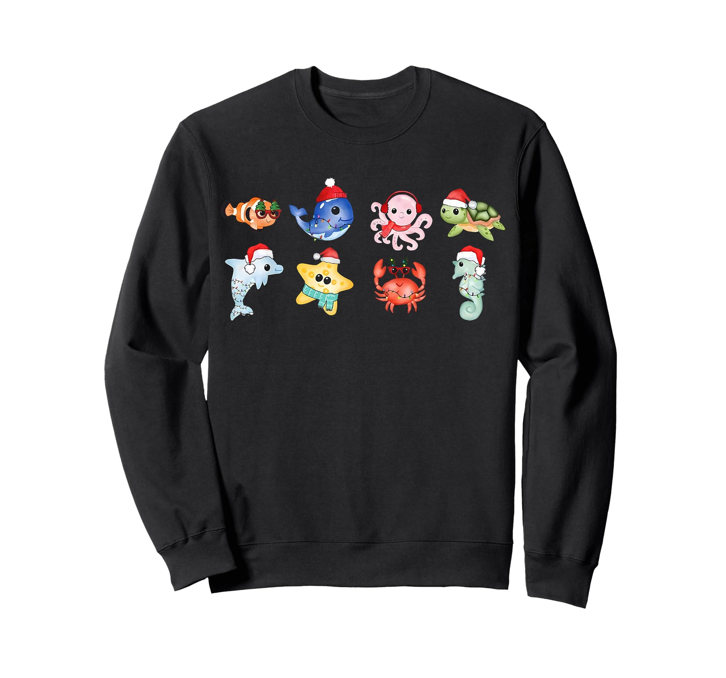 Cute Sea Animal Christmas Santa Hat Sea Turtle Ocean Animal T-Shirt