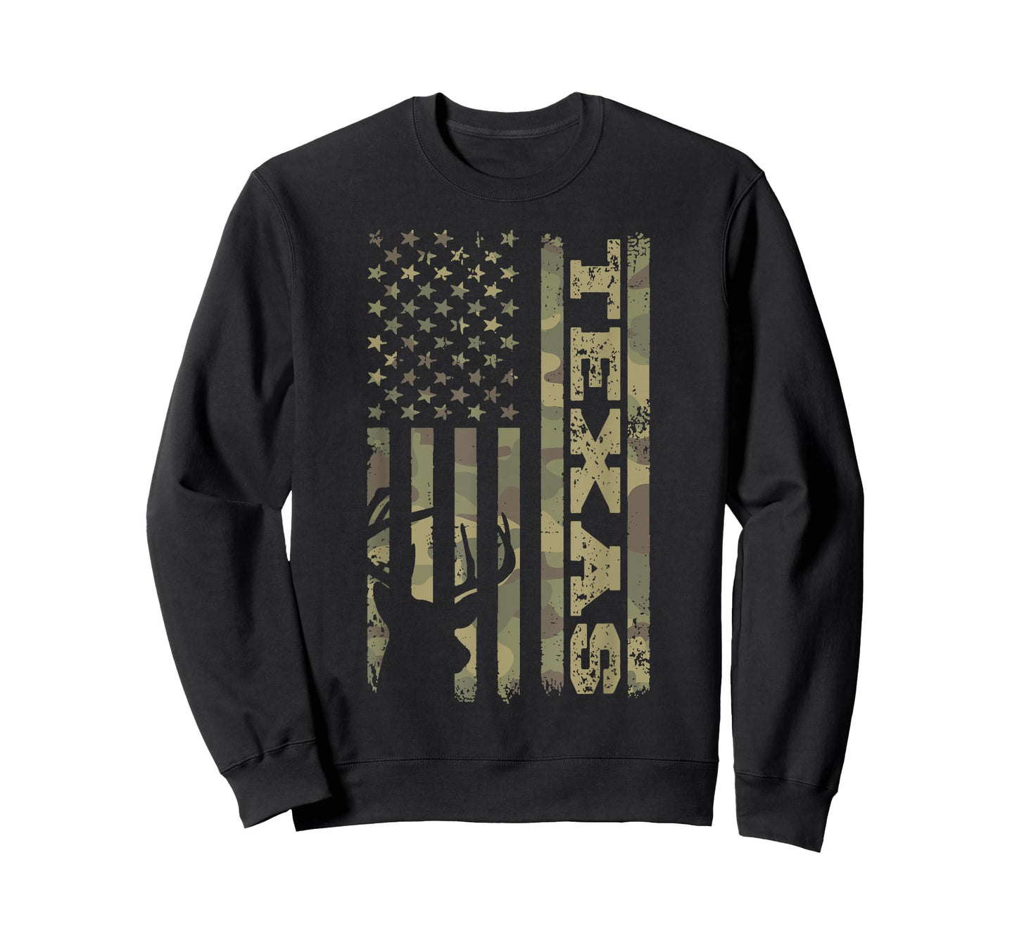 Texas Deer Hunter Vintage Deer Hunting Camo USA Flag T-Shirt