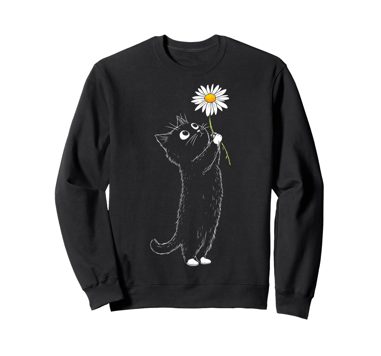 Cat Holding Flower Drawing Cute Artwork Animal Graphic Cat T-Shirt