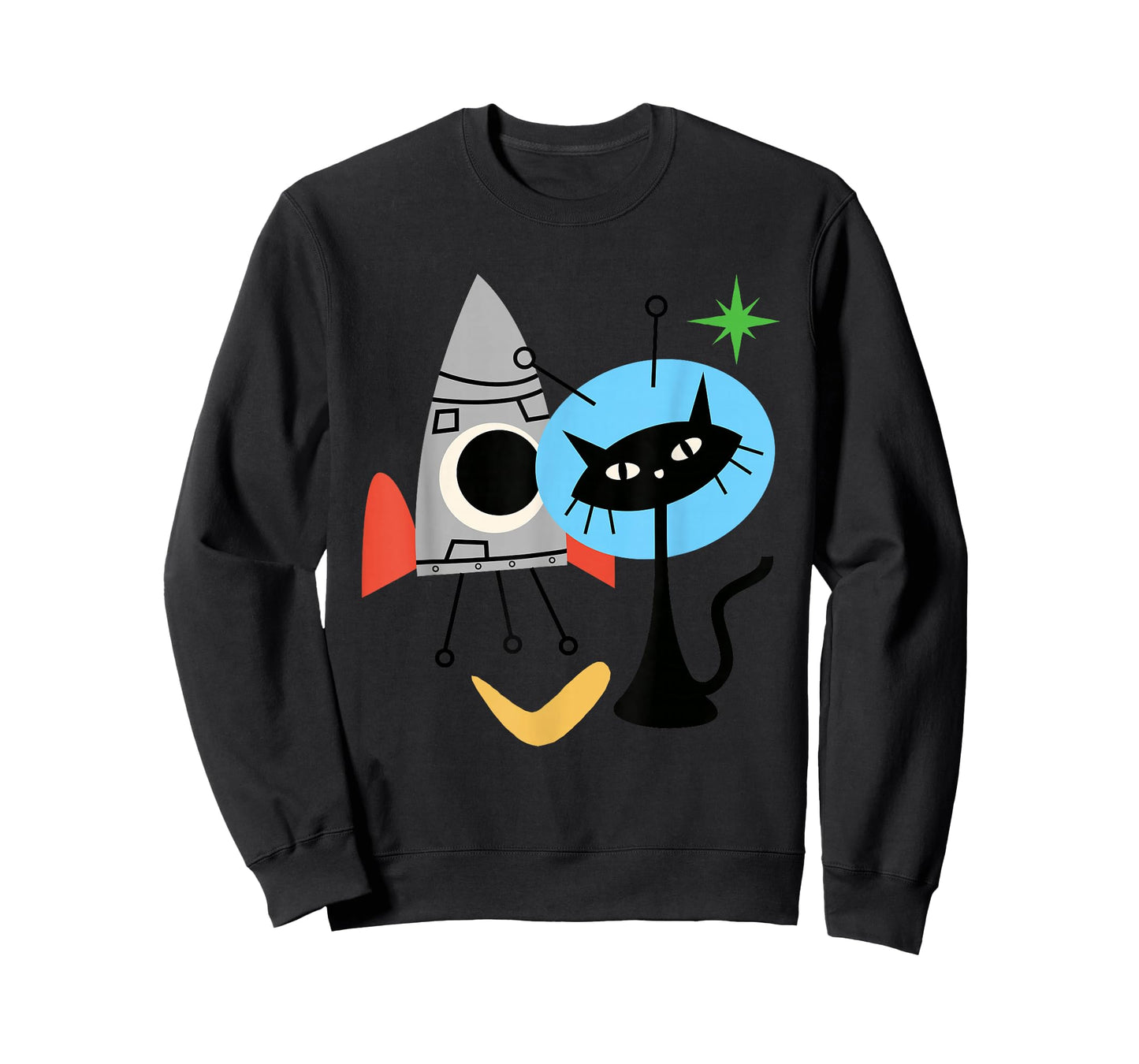 Cat Astronaut Space Retro Atomic Age Mid-Century Modern T-Shirt