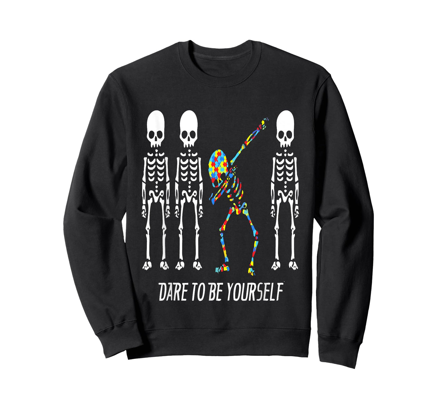Dare To Be Yourself Dabbing Skeleton Autism Awareness T-Shirt