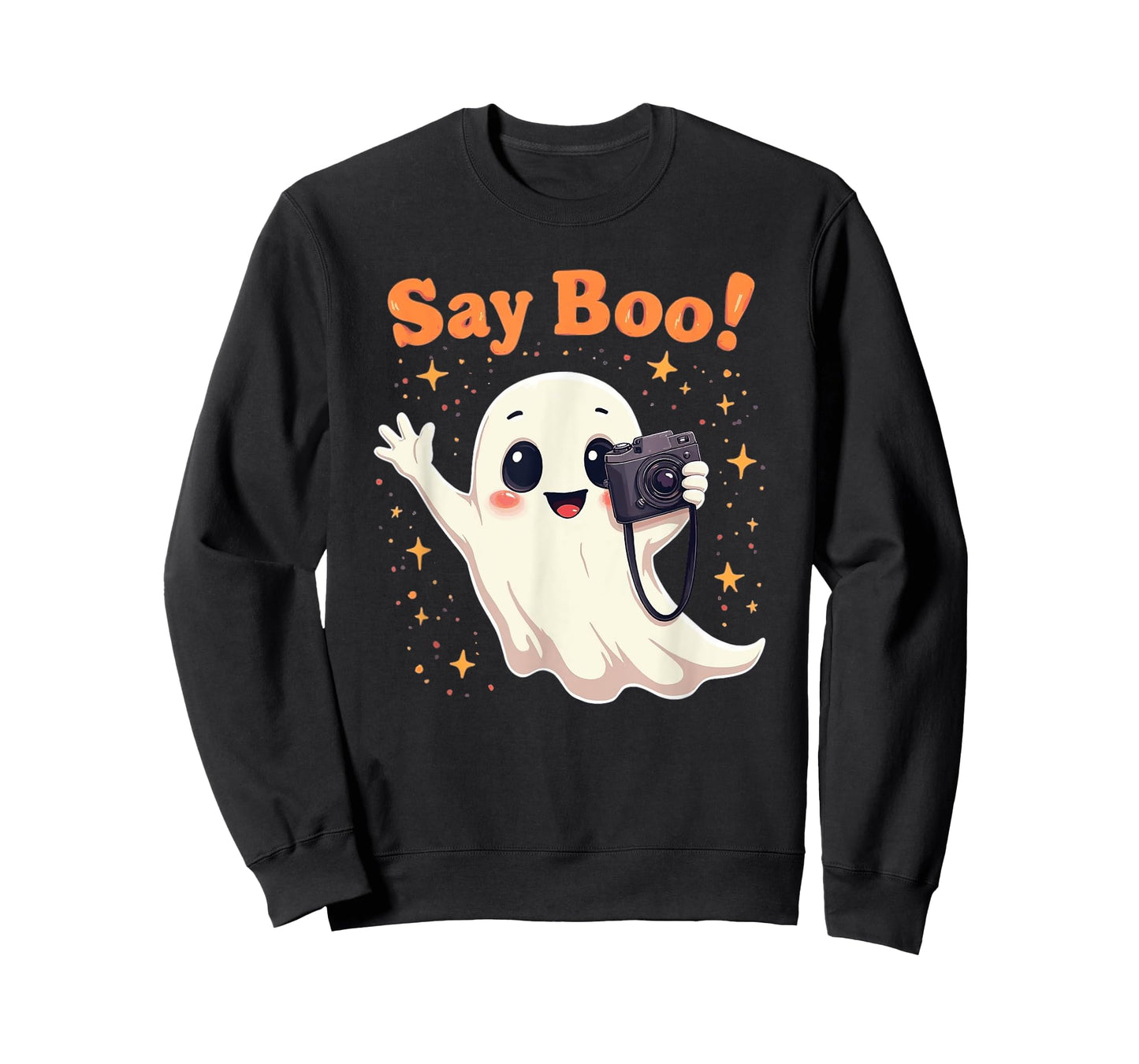 Funny Photographer Ghost Camera Pun Say Boo Retro Halloween T-Shirt