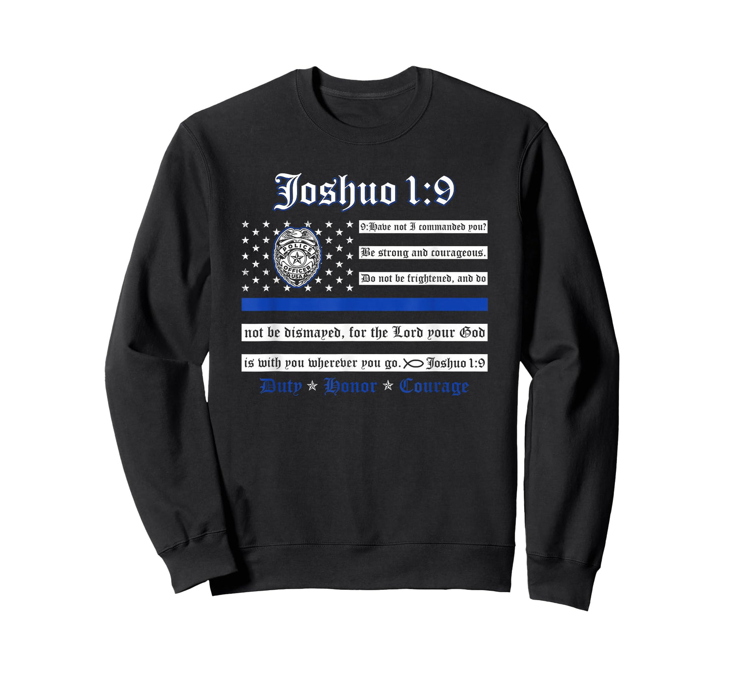 Thin Blue Line USA Flag Joshua 1:9 Police Support Men's T-Shirt