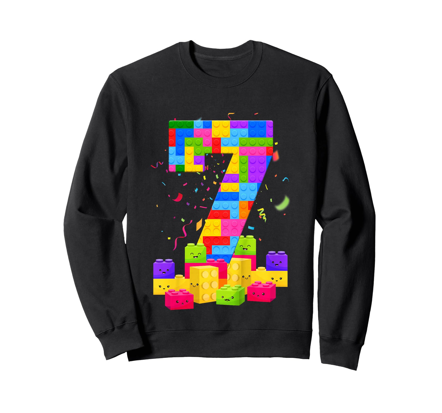 7 Years Old Builder Boy Girl Building Blocks 7th Birthday T-Shirt