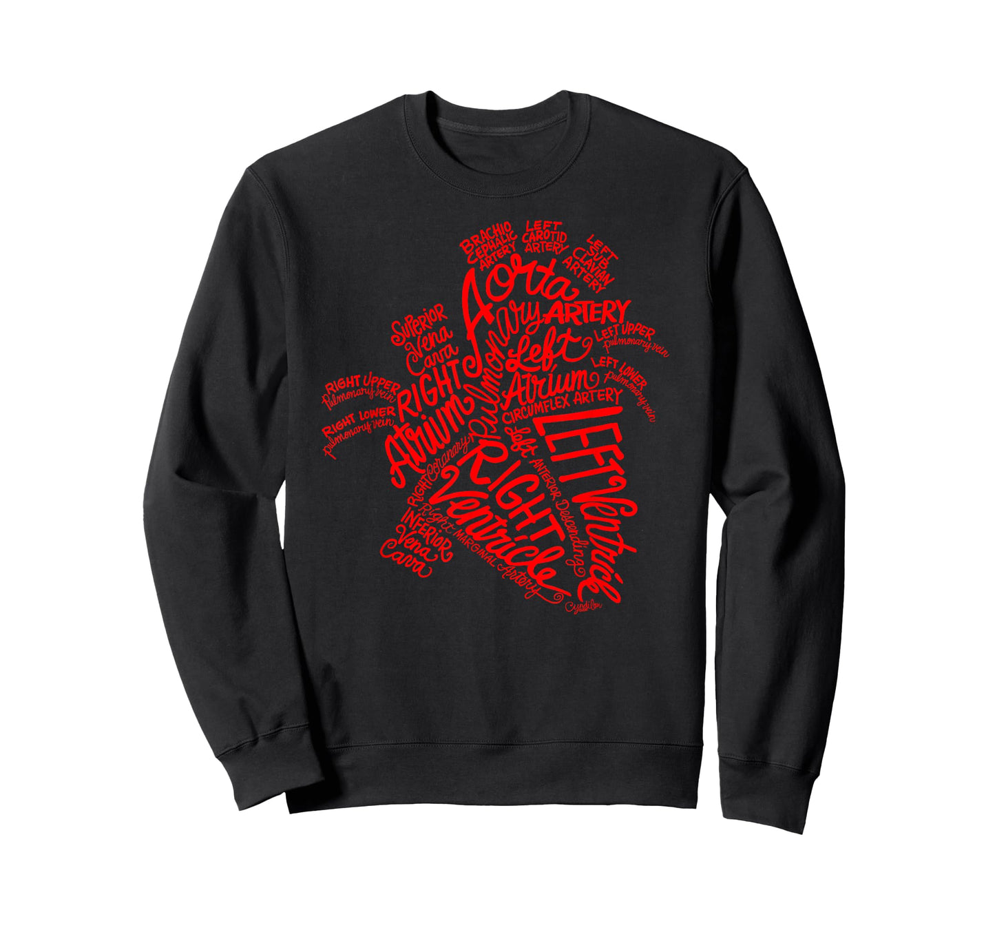 Anatomical Heart Word Art in Red T-shirt for Men Women Kids T-Shirt