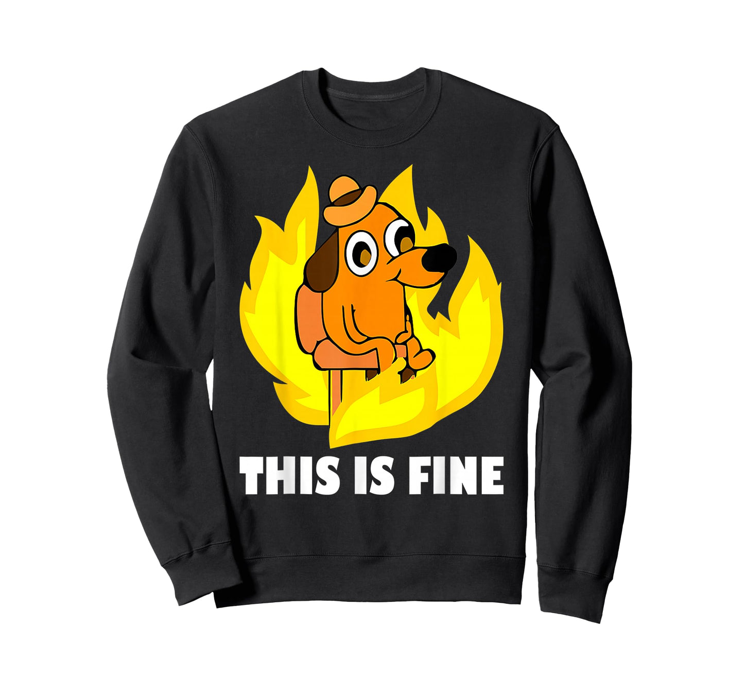 It's Fine I'm Fine Everything is Fine Dog Burning Funny Meme T-Shirt