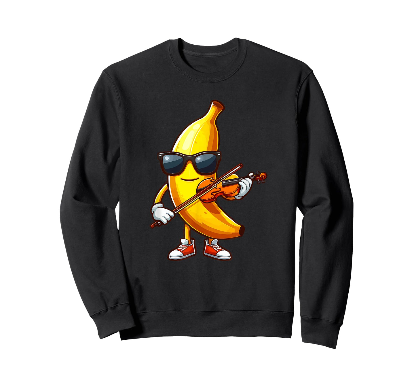 Banana Sunglasses Playing Violin Funny Fruit Instrument T-Shirt