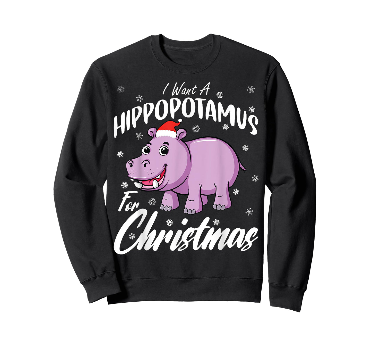 Christmas Hippo Shirt by T&T Unisex-Kids Xmas Hippo T-Shirt Black Small