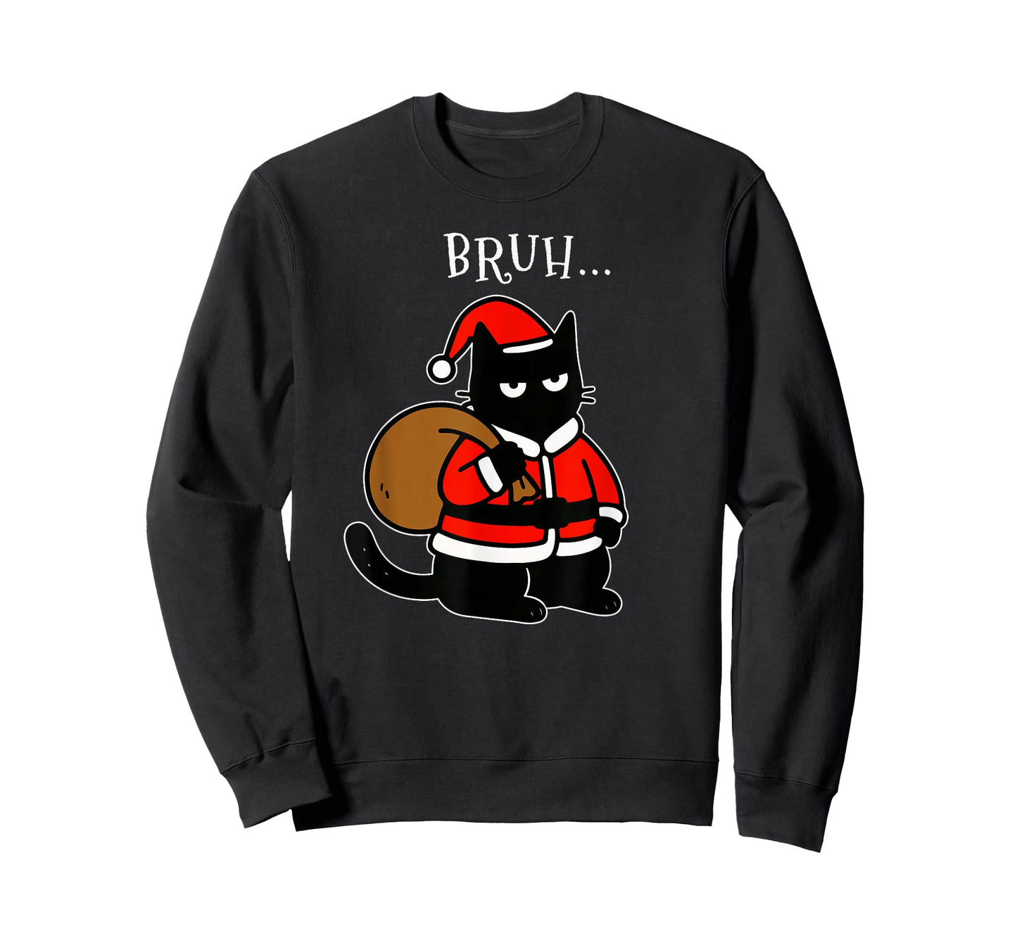 Funny Black Cat Santa Bruh Christmas Kitty Xmas Cat Lovers T-Shirt