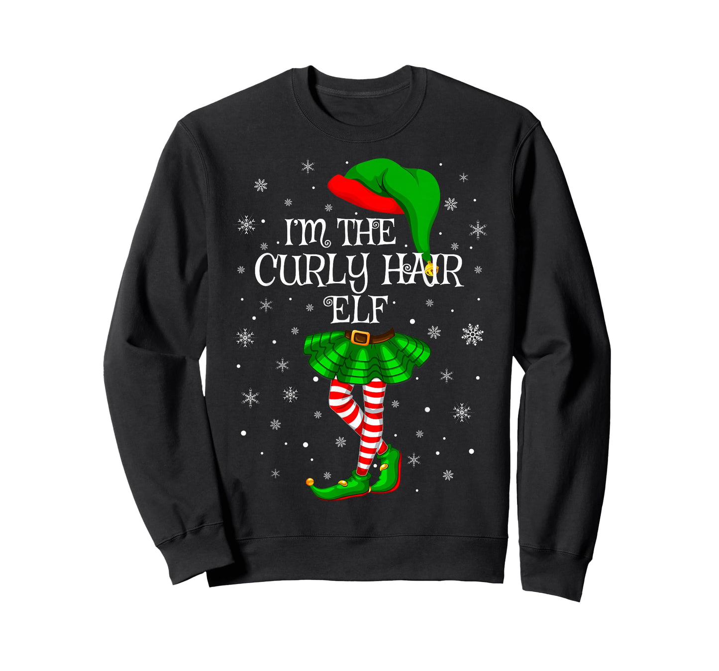 Curly Hair Elf Christmas Family Group Women Girls Xmas T-Shirt