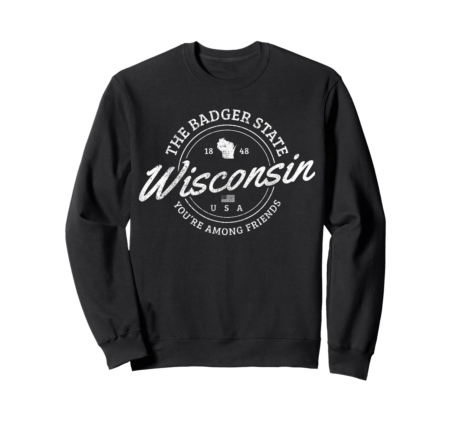 Wisconsin Est. 1848 Badger State Map Souvenir Pride T-Shirt