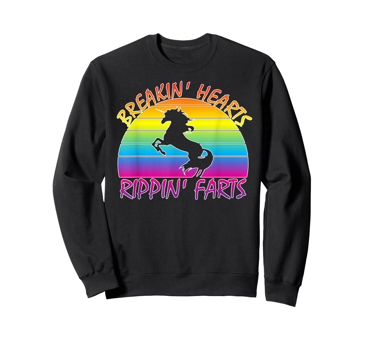 Funny Rainbow Unicorn Breaking Hearts Ripping Farts T-Shirt