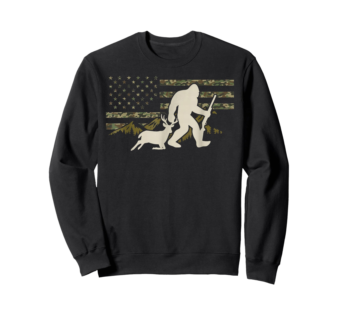 Bigfoot Deer Hunting Camo USA Flag Deer Hunting Buck Season T-Shirt