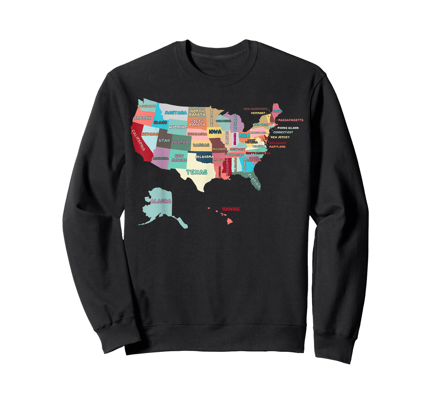 USA Map T-Shirt with States Names, United States US Tee T-Shirt