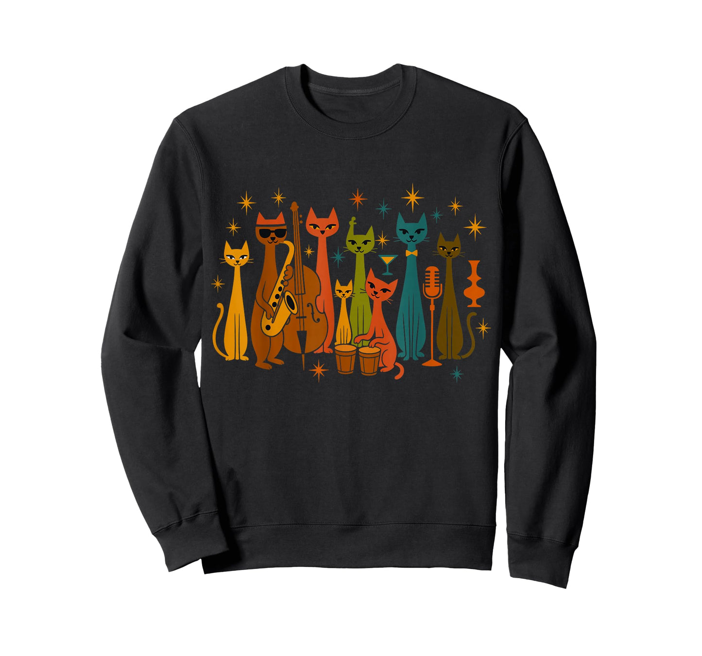 Mid Century Modern Band Cats Retro 50s 60s Style T-Shirt