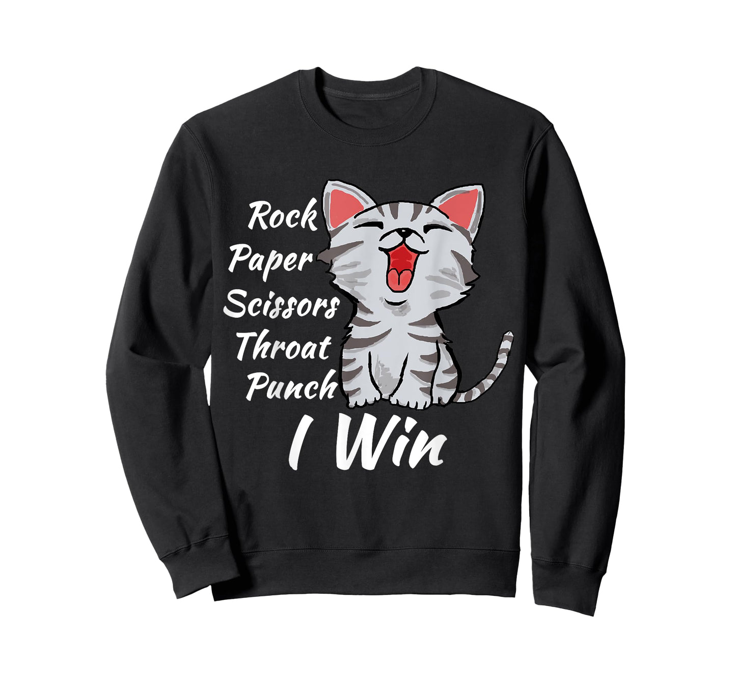 Rock Paper Scissors Throat Punch I Win Cat Funny Men Women T-Shirt