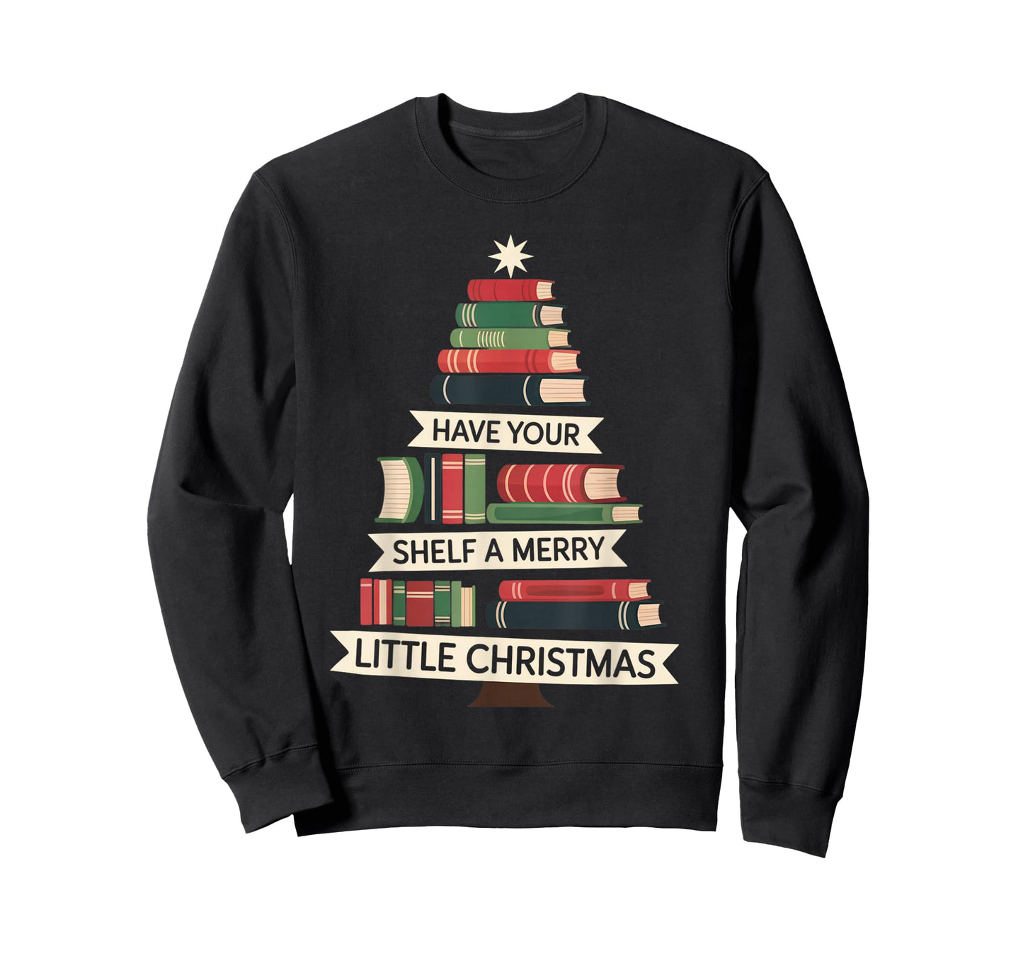 Funny Book Merry Little Christmas Tree Holiday Design T-Shirt