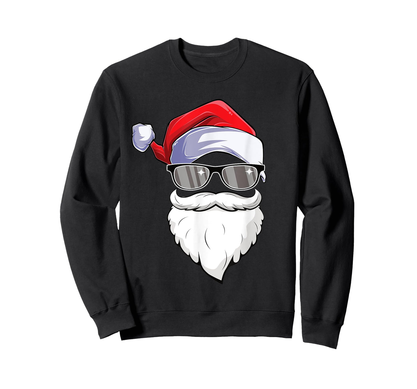 Funny Hipster Santa Face With Hat Beard & Glasses Christmas T-Shirt