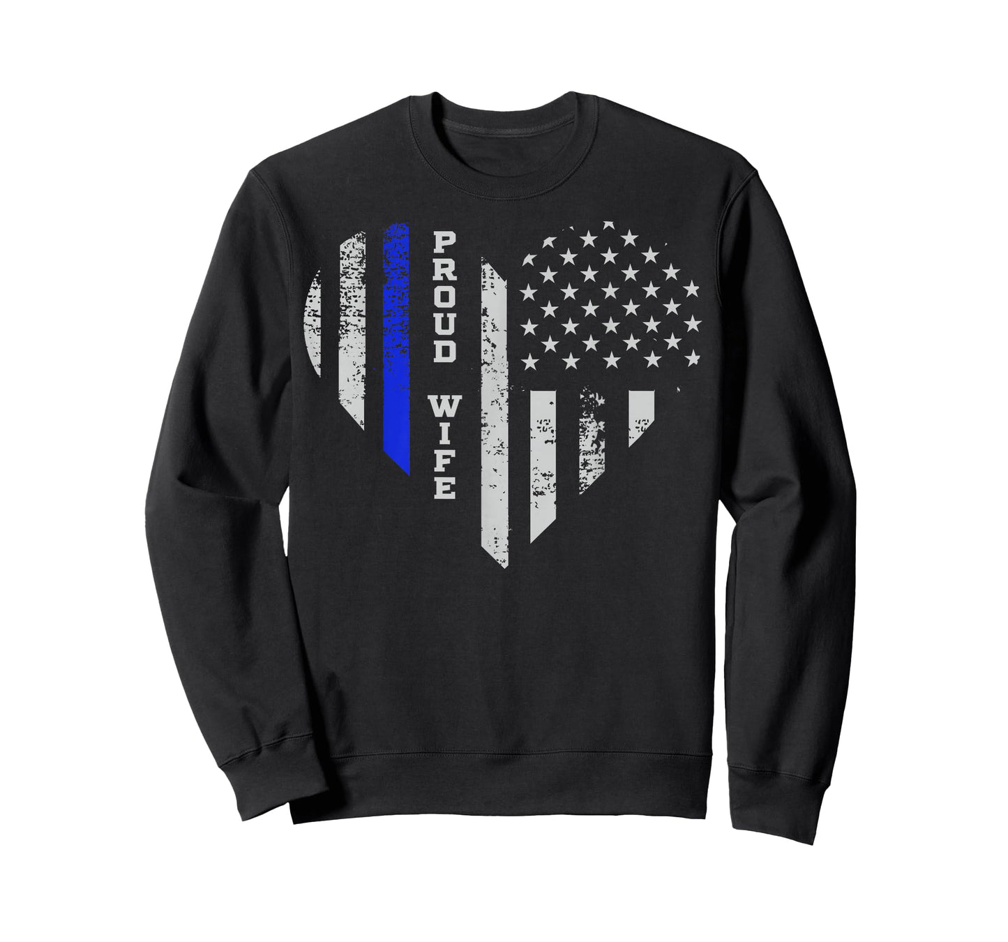 Thin Blue Line Heart T-Shirt Wife of Police Proud USA T-Shirt
