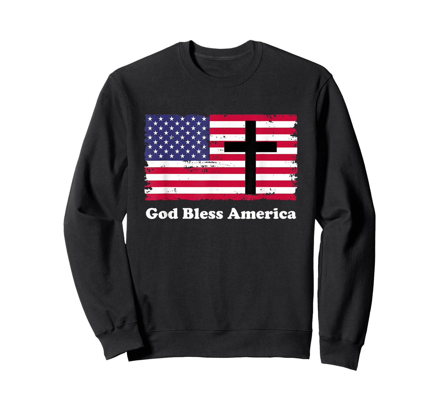 God Bless America Patriotic Flag with Cross T-Shirt