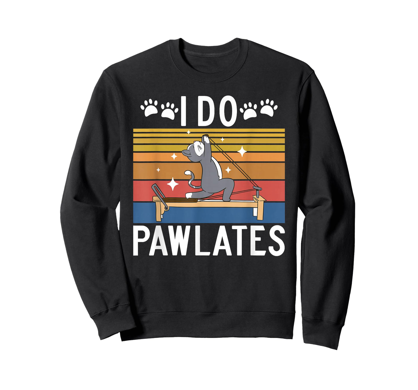 Pilates Gifts I Do Pawlates Cat Pilates Yoga T-Shirt Black Small Crew Neck Short Sleeve Women Pilates Enthusiasts