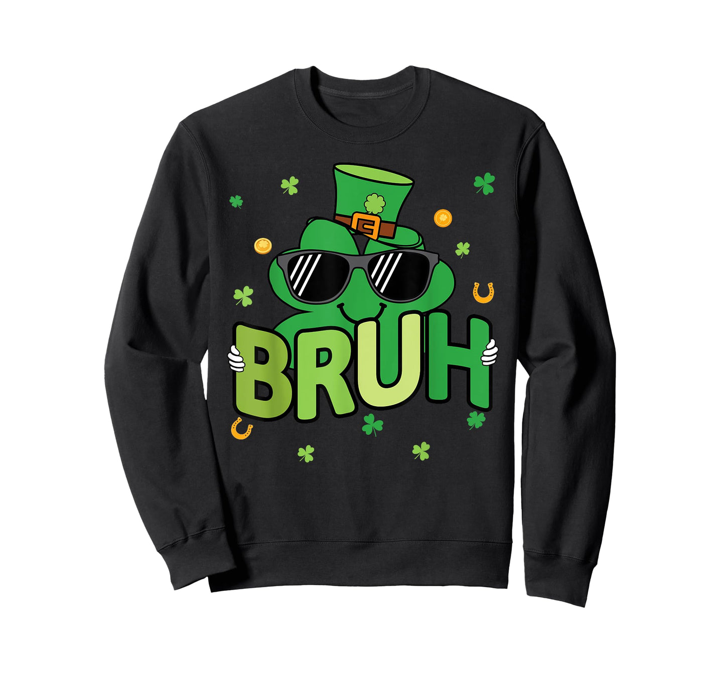 Funny Bruh St Patrick's Day Shamrock Men Women Kids Boys T-Shirt
