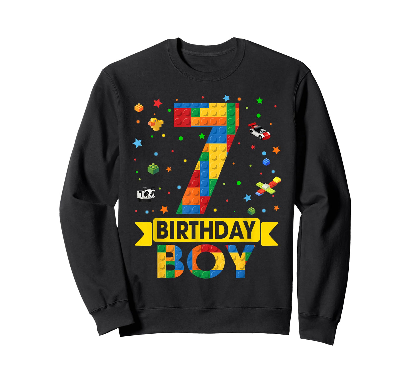 Kids Funny 7 Year Old Building Blocks 7th Birthday Boy T-Shirt
