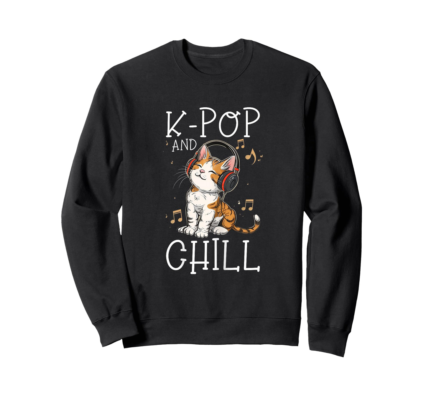 K-Pop And Chill Cute Kawaii Cat Funny Korean Pop Music T-Shirt