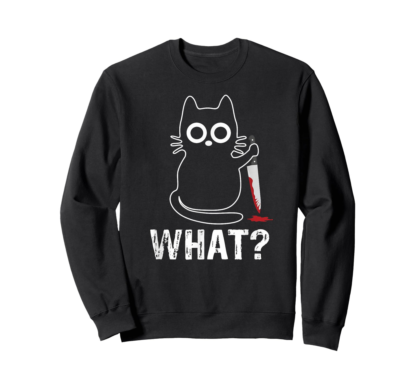 What? - Funny Cat with Knife Graphic Design T-Shirt