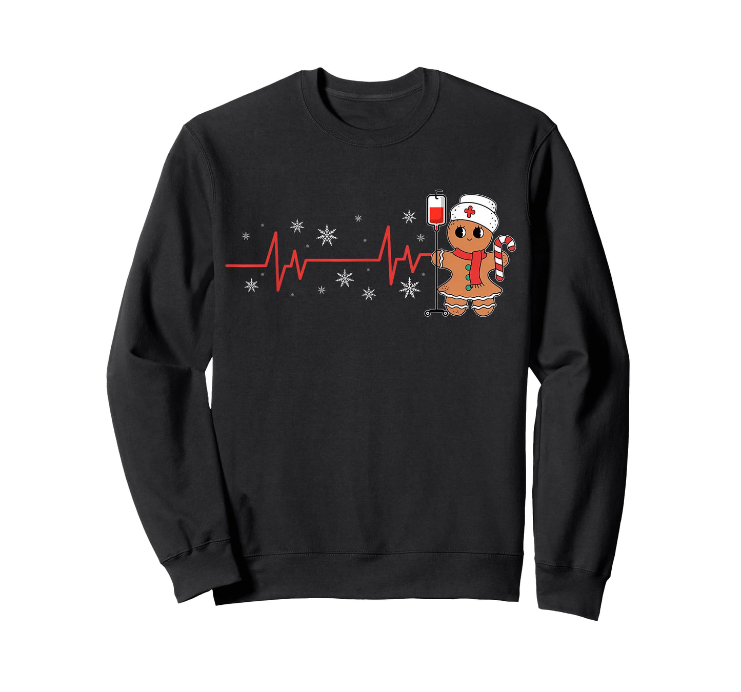 Christmas Nurse Heartbeat Gingerbread Scrub Tops Women T-Shirt
