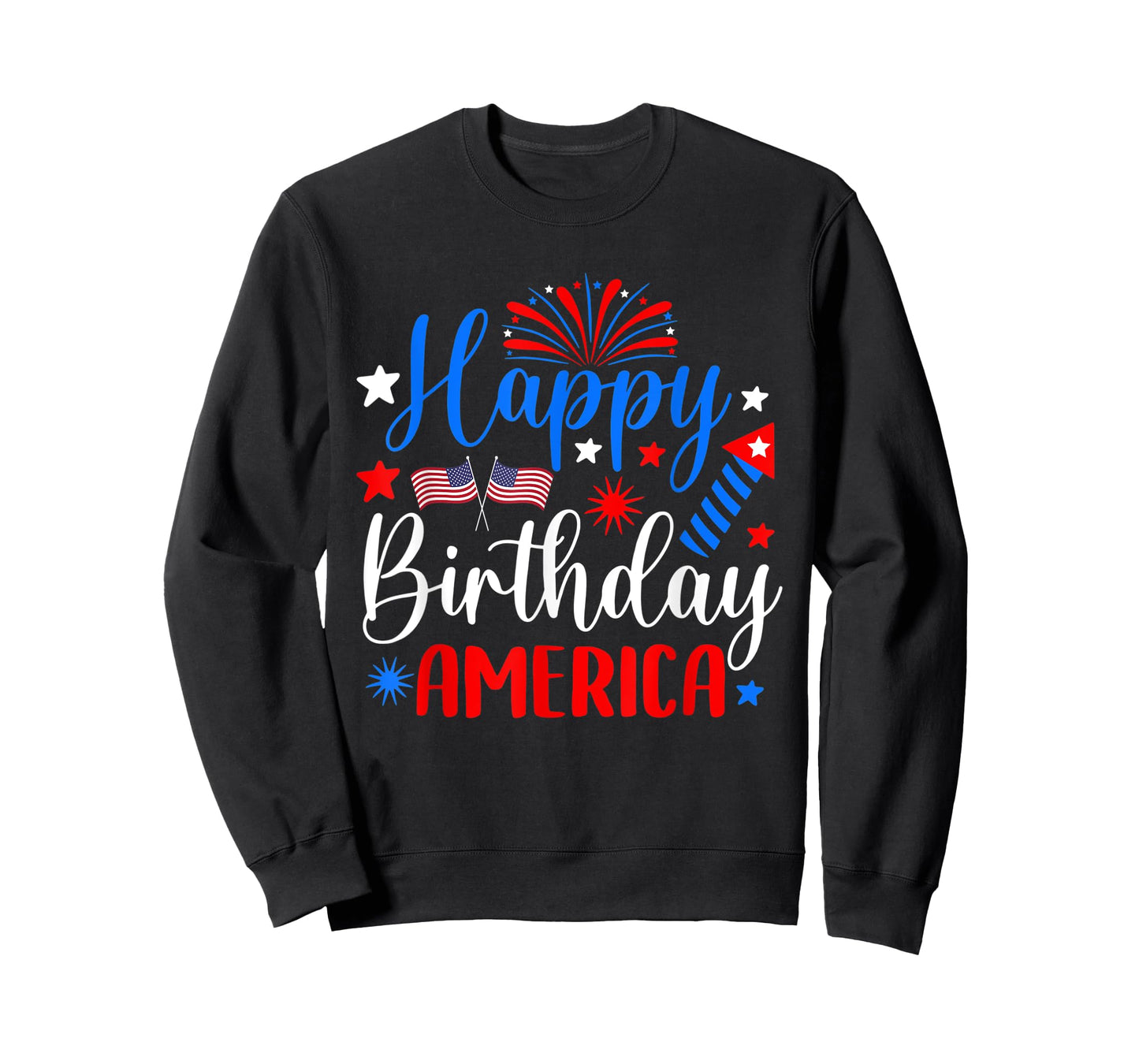 Happy Birthday America 4th Of July Funny Us flag fireworks T-Shirt for Women Kids Men