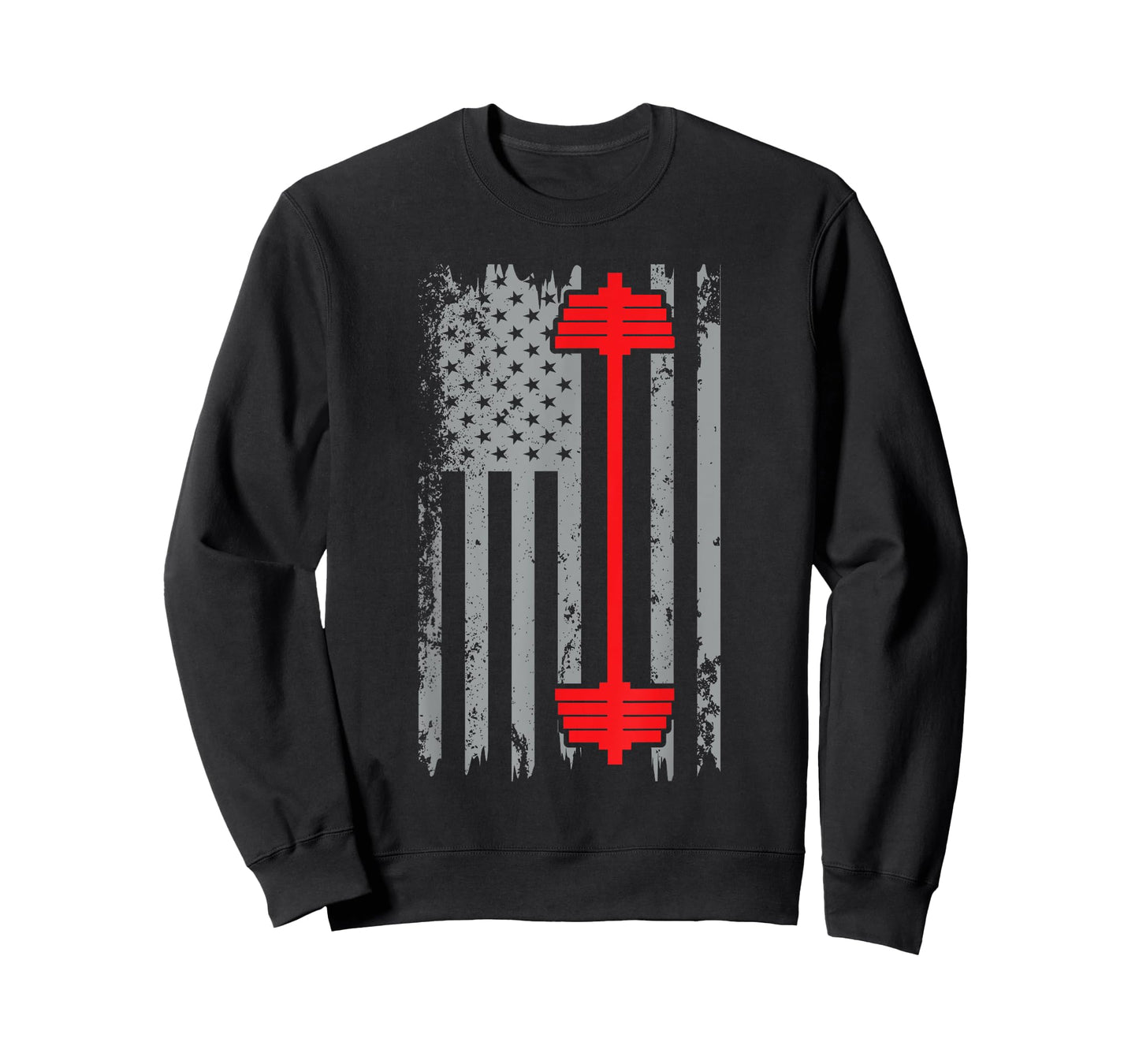 Barbell American Flag Patriotic Weightlifting T-Shirt