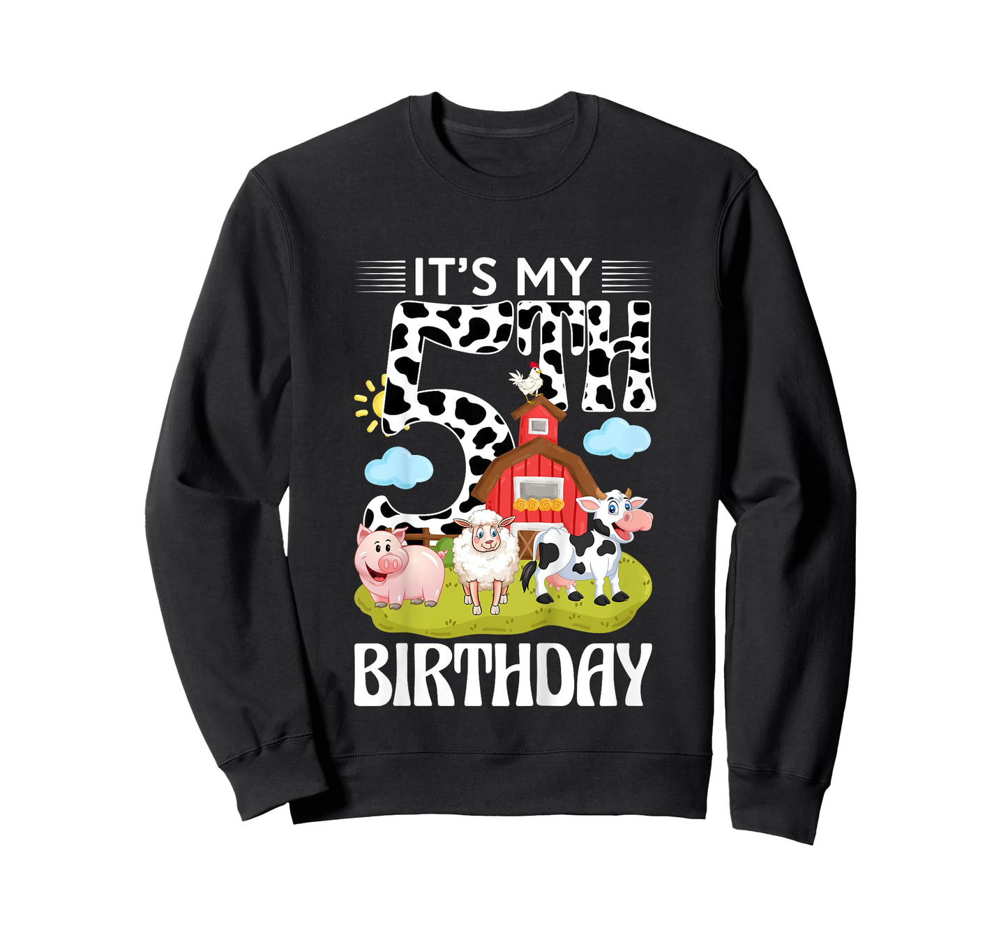 Cute It's My 5th Birthday 5 Years Old Farm Theme 5th B-day T-Shirt