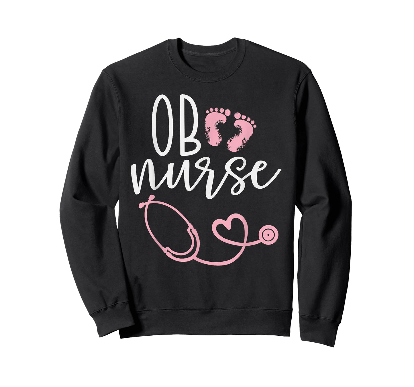 Cute OB Nurse Baby Feet Heart Design T-Shirt