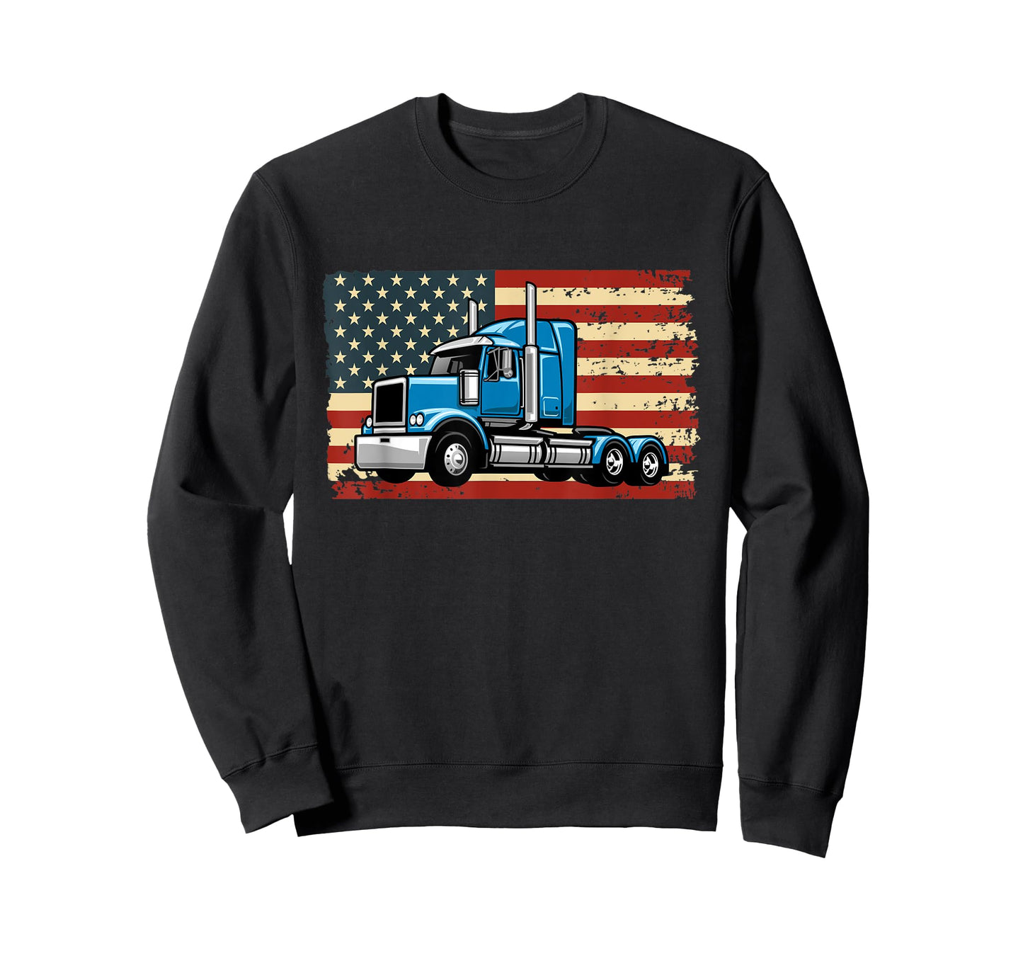 Semi Truck Driver 18 Wheeler Trucker USA American Flag T-Shirt