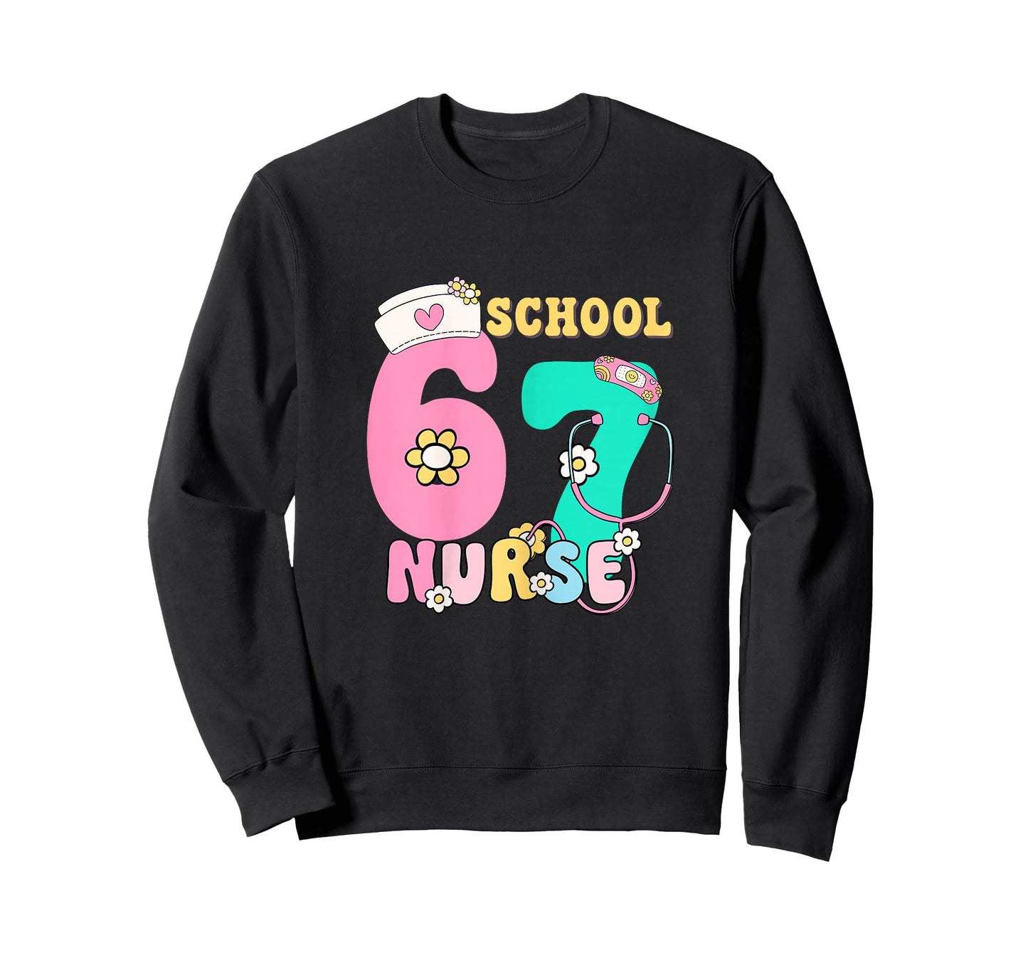 67 Meme Funny School Nurse Pastel Retro Design T-Shirt
