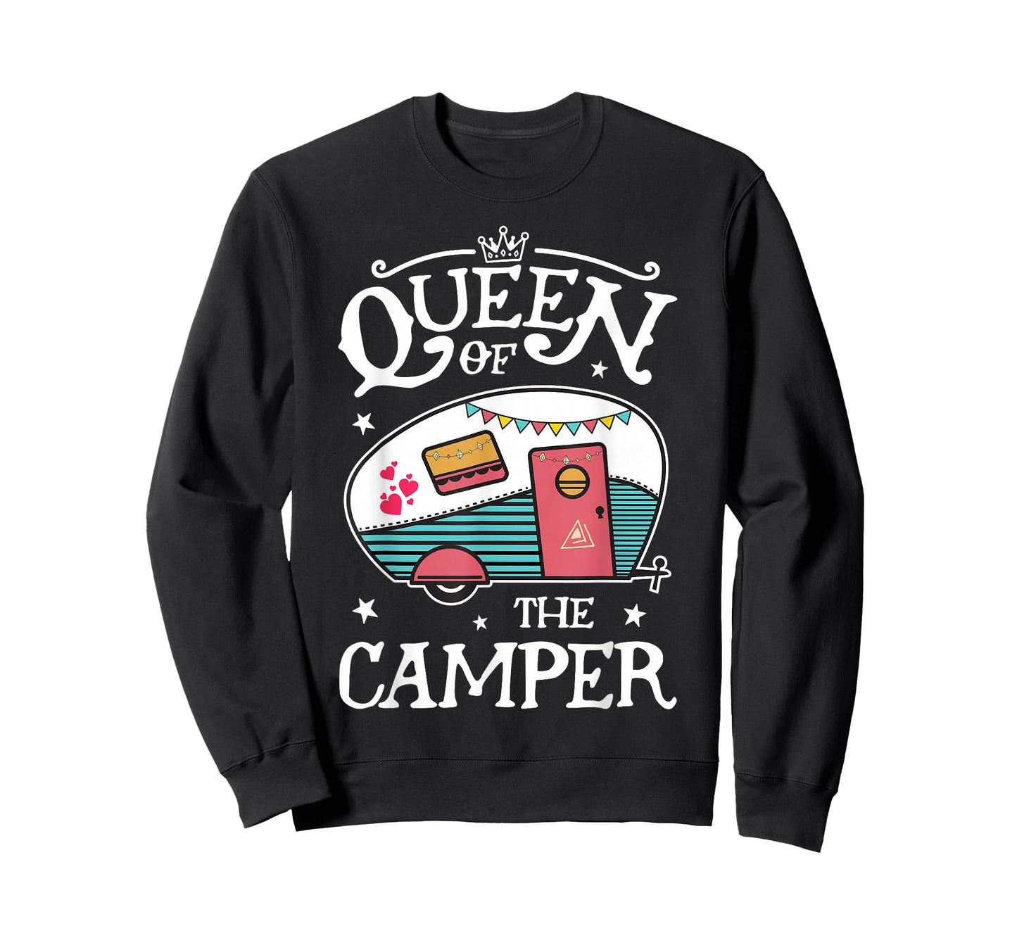 Queen of The Camper Funny Camping Outdoor Women Girls Zip T-Shirt